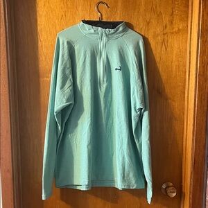Men's Aqua Long Sleeve 1/4 Zip Shirt XL